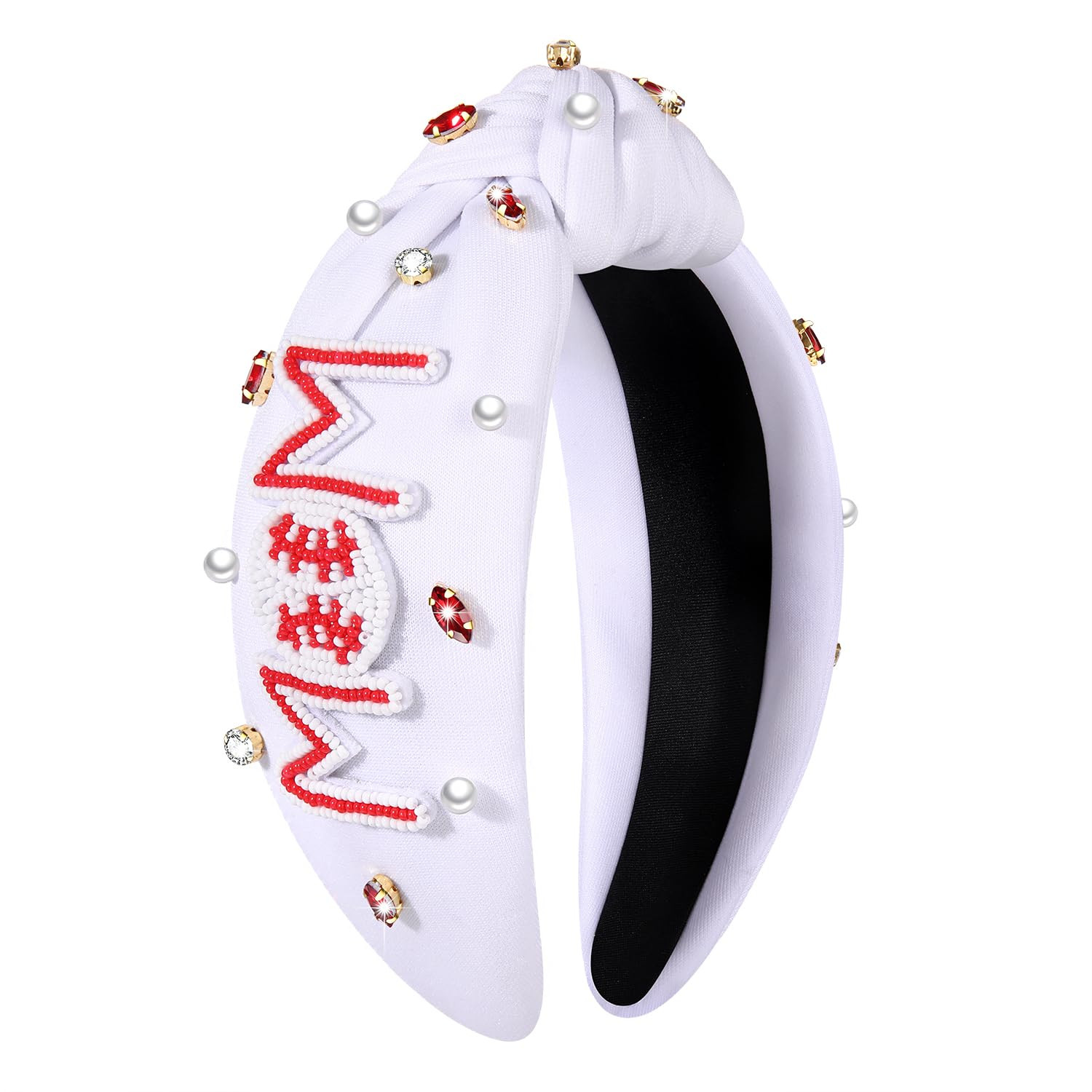 Baseball Headband for Women Pearl Rhinestone Jeweled Baseball MOM Beaded Head Band Hair Accessori... | Amazon (US)