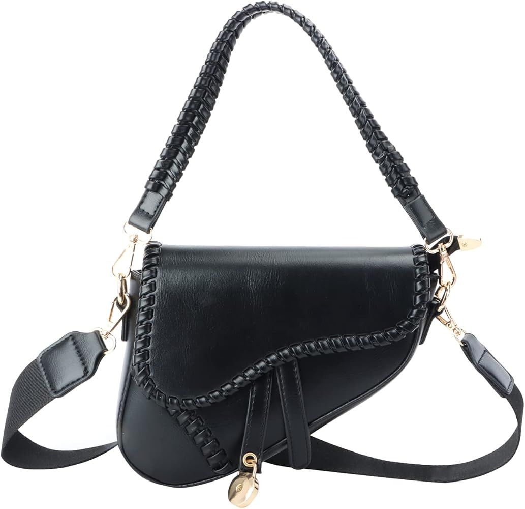 Ynport Rhinestone Saddle Bags Purse for Women Trendy Leather Shoulder Handbag Vintage Crossbody B... | Amazon (US)