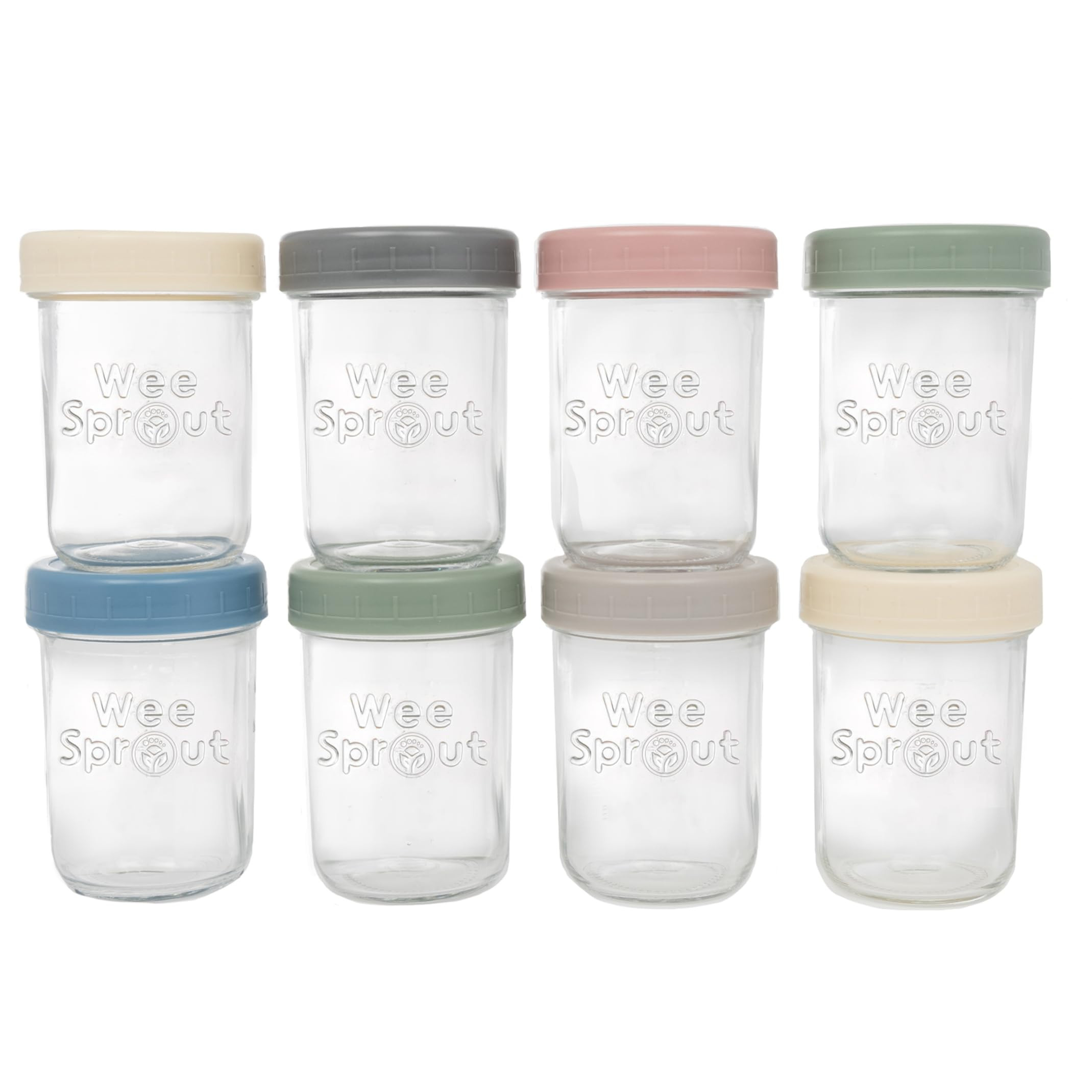 WeeSprout Glass Baby Food Storage Jars w/Lids (8 oz, 8 Pack Set) Snack, Puree, Reusable Small Con... | Amazon (US)