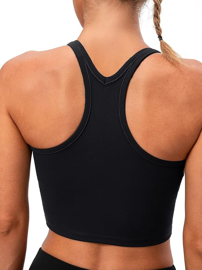Lavento Women's Racerback Sports Bra Yoga Crop Top with Built in Bra | Amazon (US)