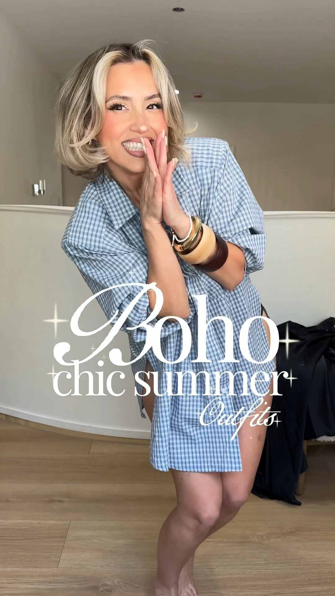 Boho chic summer outfits ✨🙌🏼

Outfit 1: exact maxi skirt is Chilco from Free People but I linked a similar and more affordable version from Amazon as well! 

I’m so sorry, but I could no longer find the exact blue button up available anywhere. I linked to the exact button up except in a different color (from revolve). It has shoulder pads and it’s freaking amazing. You could achieve this look by wearing any blue button up and wearing shoulder pads for that very structured look. I linked my favorite shoulder pads and similar men’s button up (size down). 

Outfit 2: exact jeans are Eden High from Free people but most sizes are gone, so I linked very identical jeans to those. You just really need wide leg high-rise jeans to achieve this look. ￼

Outfit 3: scarf top is from Amazon! I’m only wearing nappies because I have pretty small ones. ￼But I did link a very reliable self adhesive bra that you can try with this top. Black pants are Zara Medium (but the image below shows them in pink only). 

Small in skirts + tops | size 27 in jeans

#LTKootd #LTKgrwm #LTKU