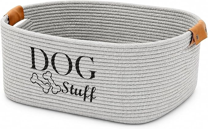 Square Dog toy basket storage Cotton Rope Storage Basket Pet/Pet Toy And Accessory Storage Bin Do... | Amazon (US)