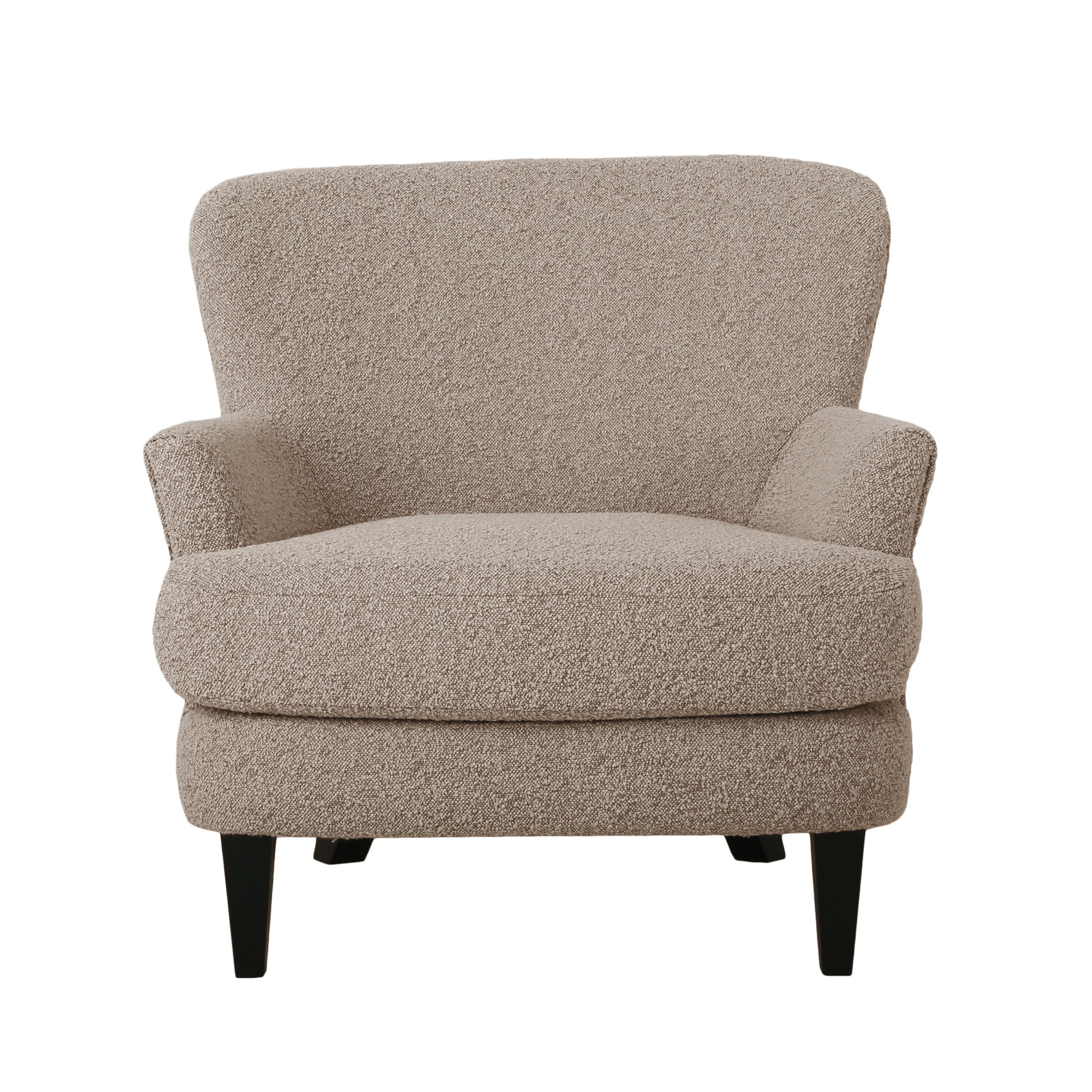 Gerald Boucle Upholstered Club Chair, Warm Stone Gray and Matte Black - Walmart.com | Walmart (US)