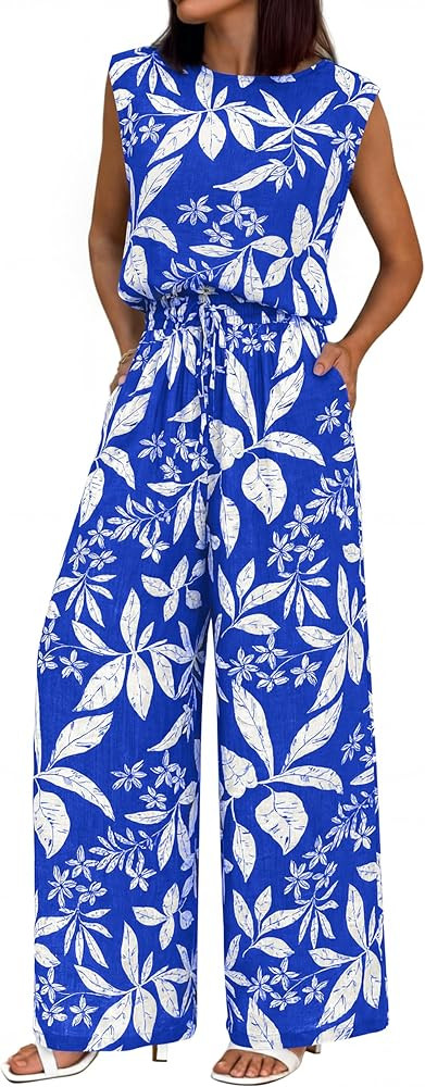 Amazon.com: BTFBM Lounge Sets For Women Summer Sweatsuits 2 Piece Tracksuit Sleeveless Tops Wide ... | Amazon (US)