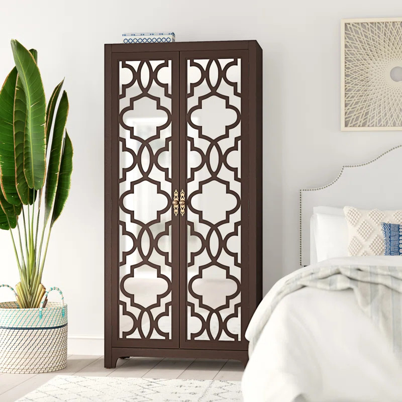 Jolley Greige Mirrored Armoire | Wayfair North America