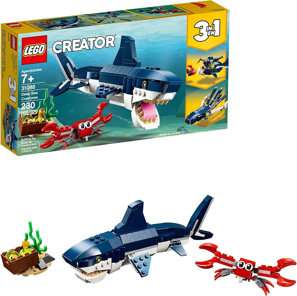 LEGO Creator 3 in 1 Deep Sea Creatures, Transforms from Shark and Crab to Squid to Angler Fish, S... | Amazon (US)