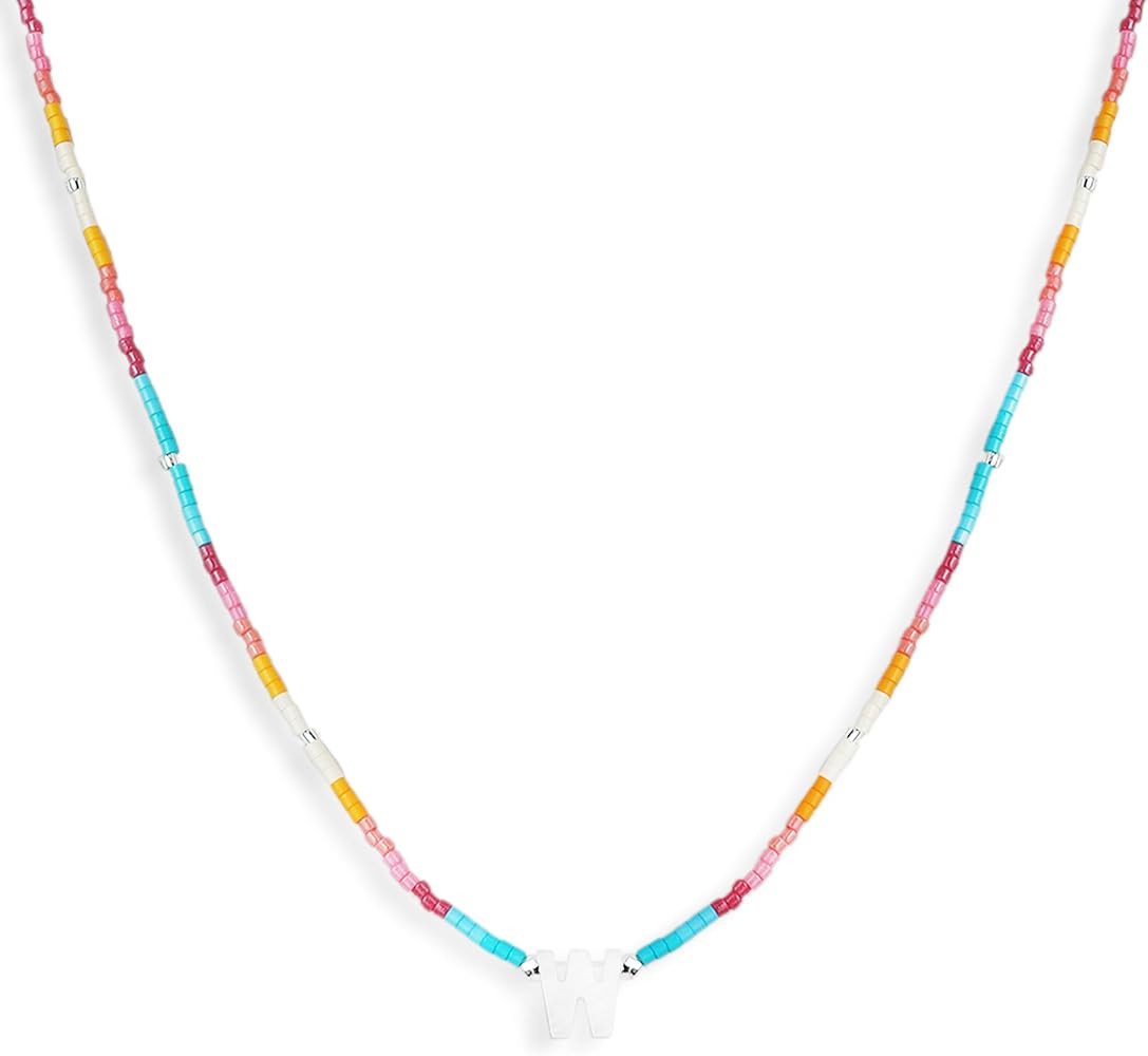 Colorful Beaded Initial Heart Star Cross Choker Necklaces for Women， Boho Handmade Personalized... | Amazon (US)