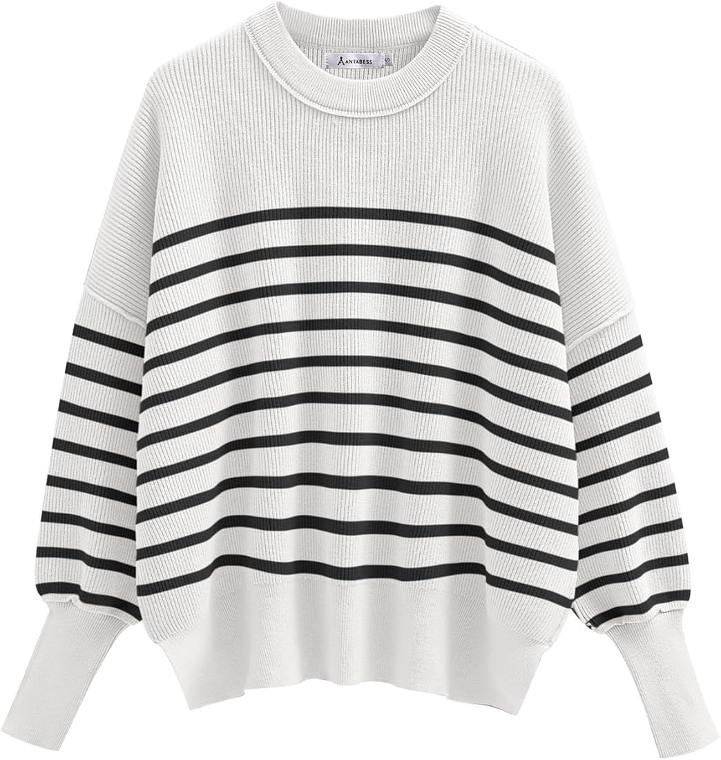 Oversized Sweaters for Women Fall 2023 Crewneck Batwing Long Sleeve Side Slit Knit Pullover Sweat... | Amazon (US)