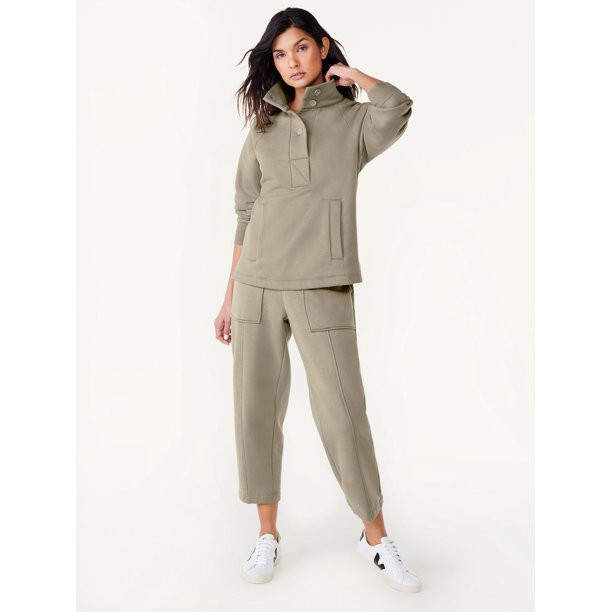 Free Assembly Women's Fleece Popover Sweatshirt with Raglan Sleeves, Size XS-XXXL | Walmart (US)