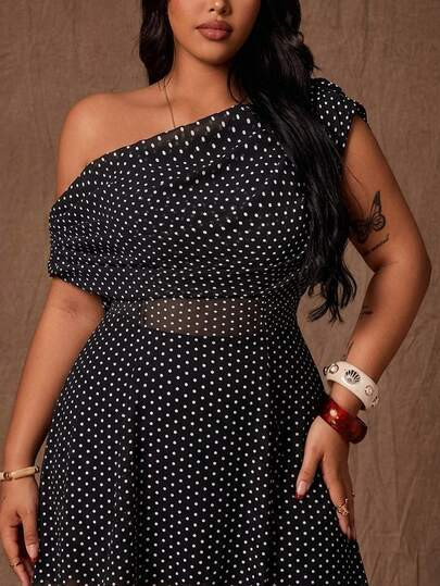 Rustia Plus Size Elegant Floral Print Deep V-Neck Layered Hem Maxi Dress, Suitable For Spring/Sum... | SHEIN