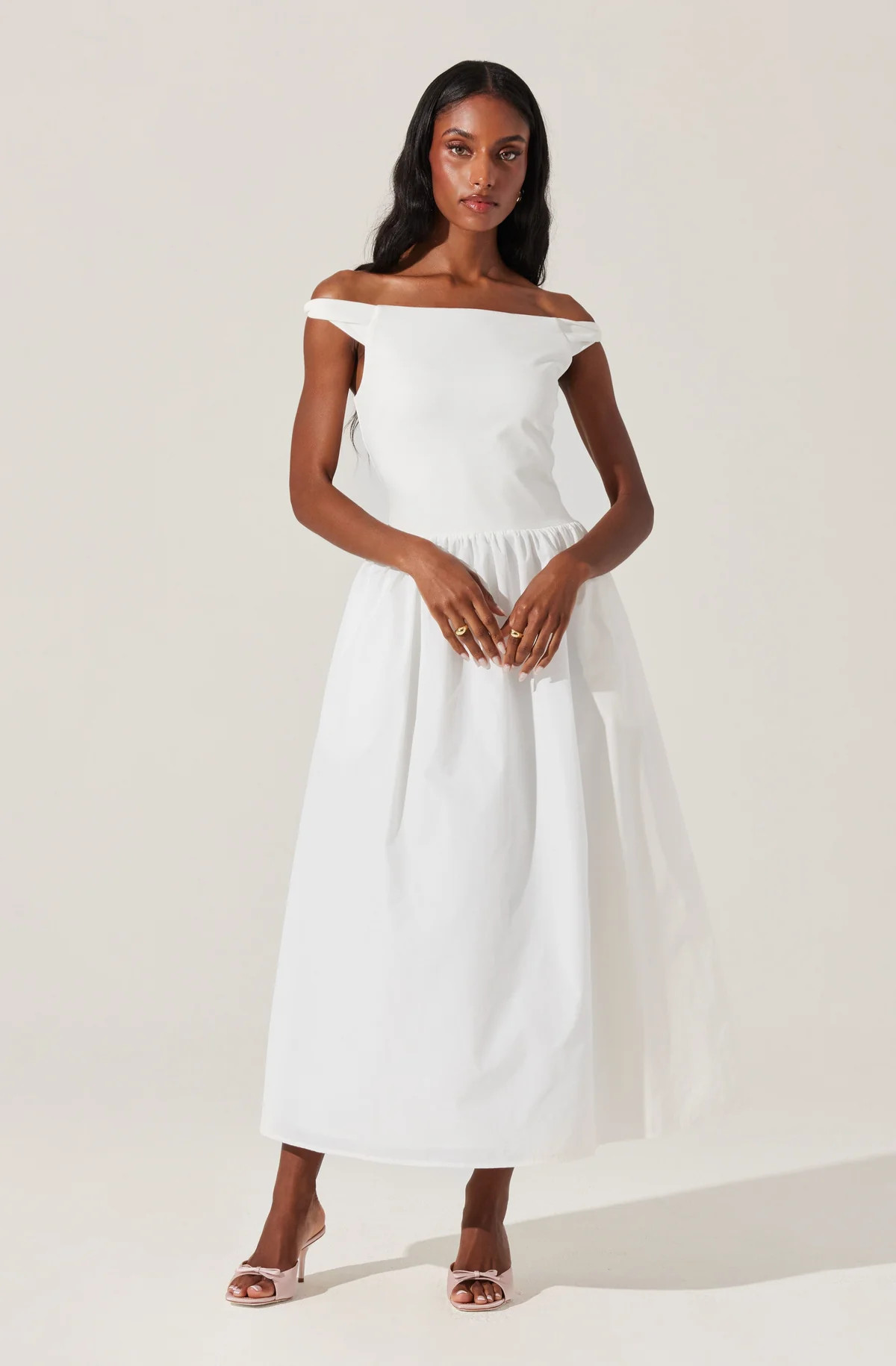 Off Shoulder Poplin Midi Dress | ASTR The Label (US)