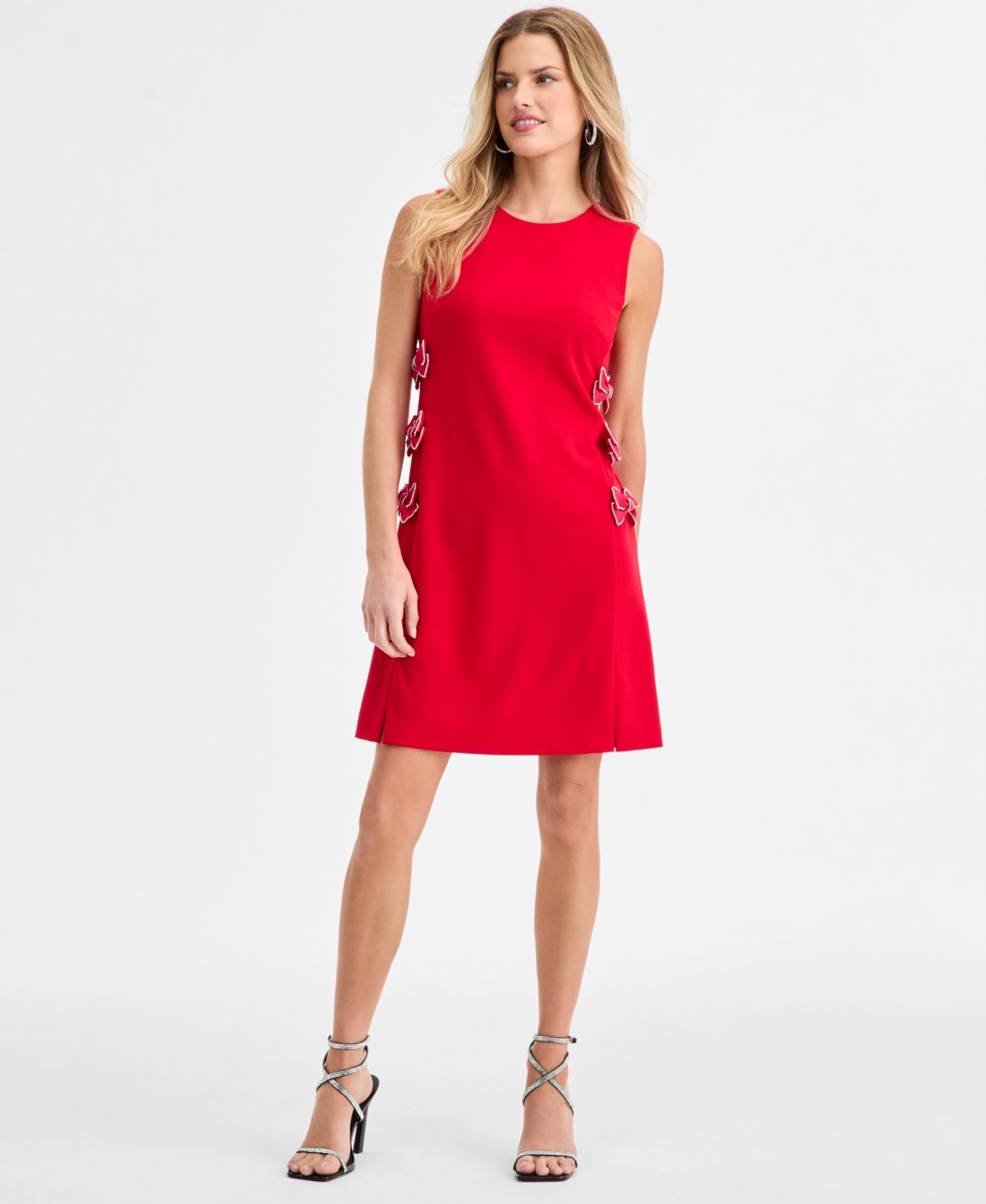 Karl Lagerfeld Paris Women's Bow Detail Crew Neck Sheath Dress - Admiral Red | Macy's