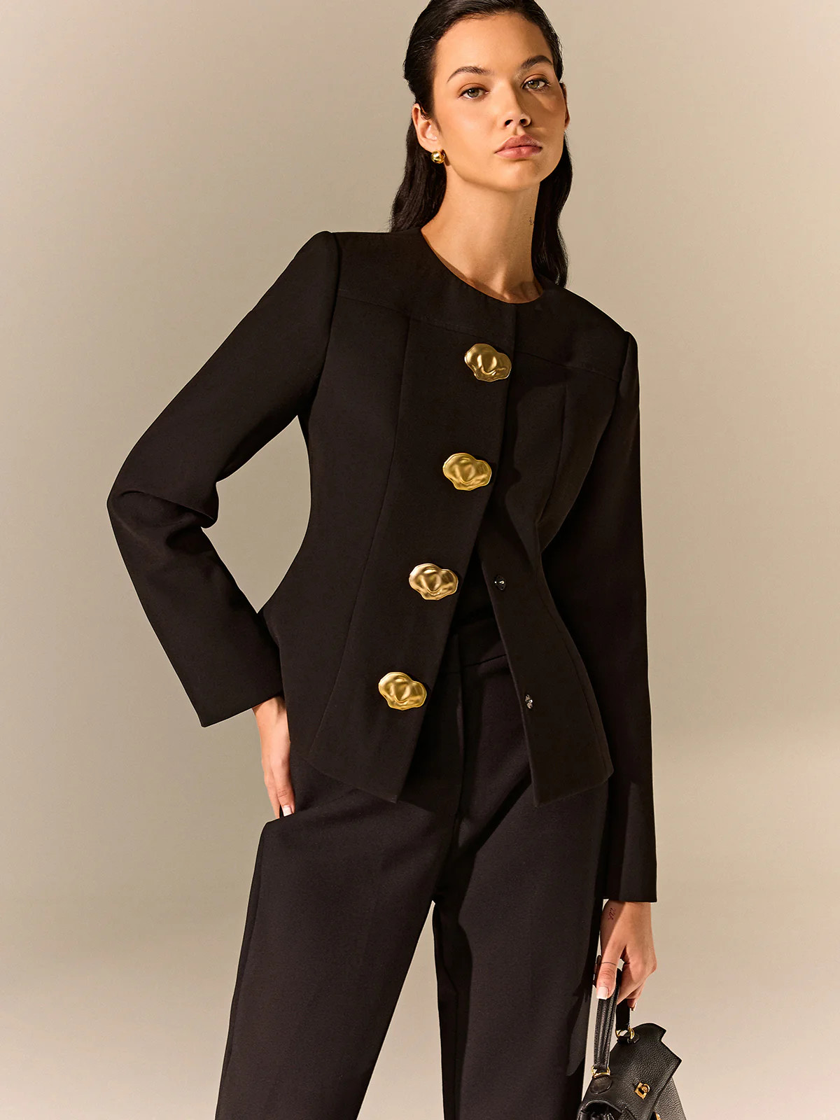 Metal Detail Tailored Blazer | Commense