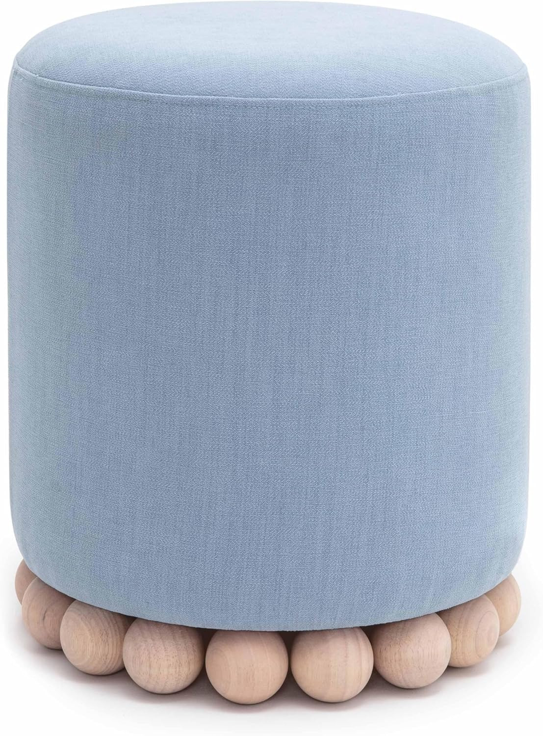 Ottoman Foot Rest - Faded Blue Round Ottoman Stool with Solid Wood Spherical Orbs - 15.7" W x 15.... | Amazon (US)