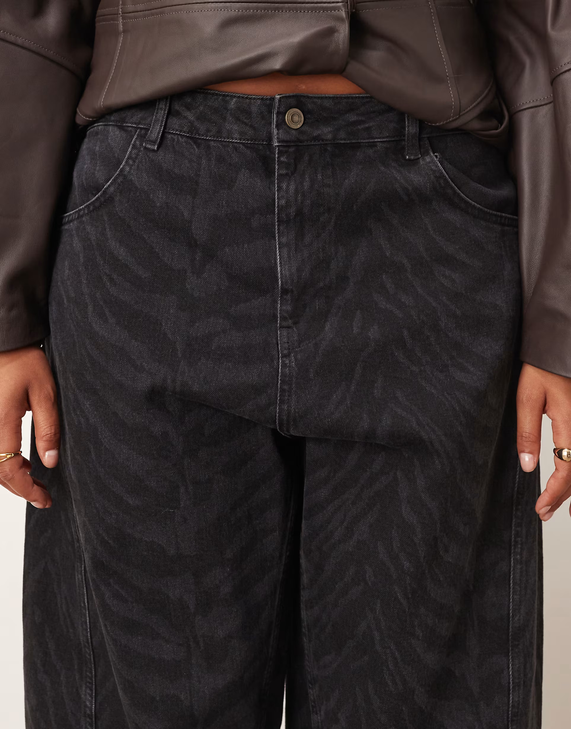 ARRANGE Curve Franklyn seam detail barrel jeans in zebra black | ASOS | ASOS (Global)