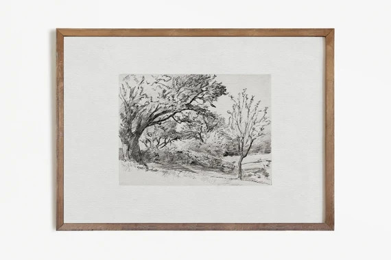 Minimalist Landscape Sketch | Vintage Drawing | Antique Neutral PRINTABLE #443 | Etsy (US)