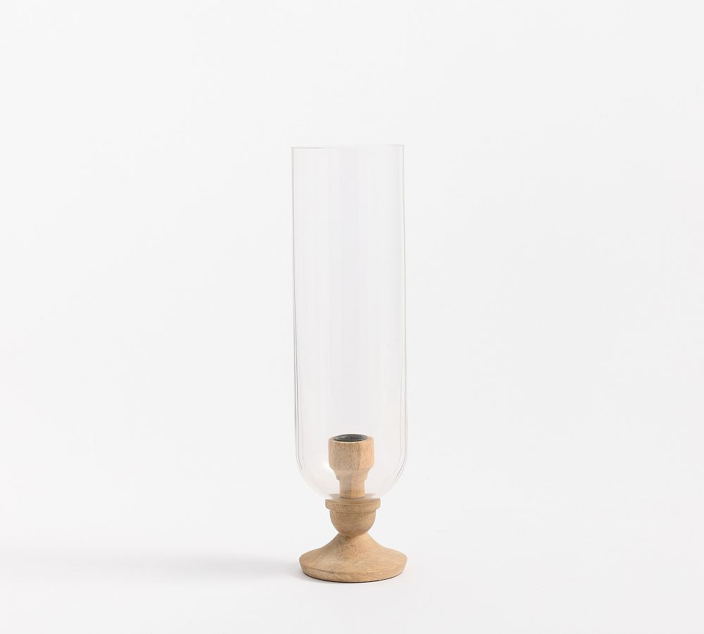 Kadence Wood Candlestick: Natural: Hurricane Taper Holder | Pottery Barn (US)