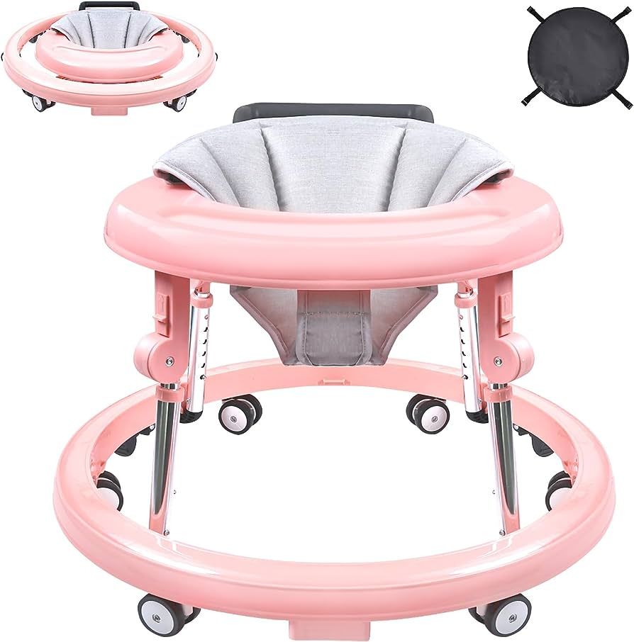 Baby Walker, Foldable 9-Gear Height Adjustable Baby Walker with Wheels, Infant Toddler Walker wit... | Amazon (US)