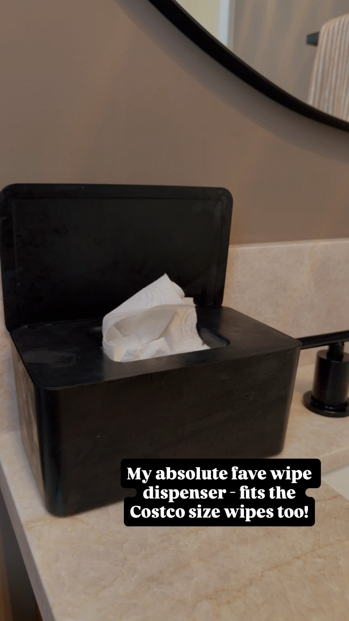Small but mighty!! This wipe dispenser holds Costco size wipes! Obsessed!