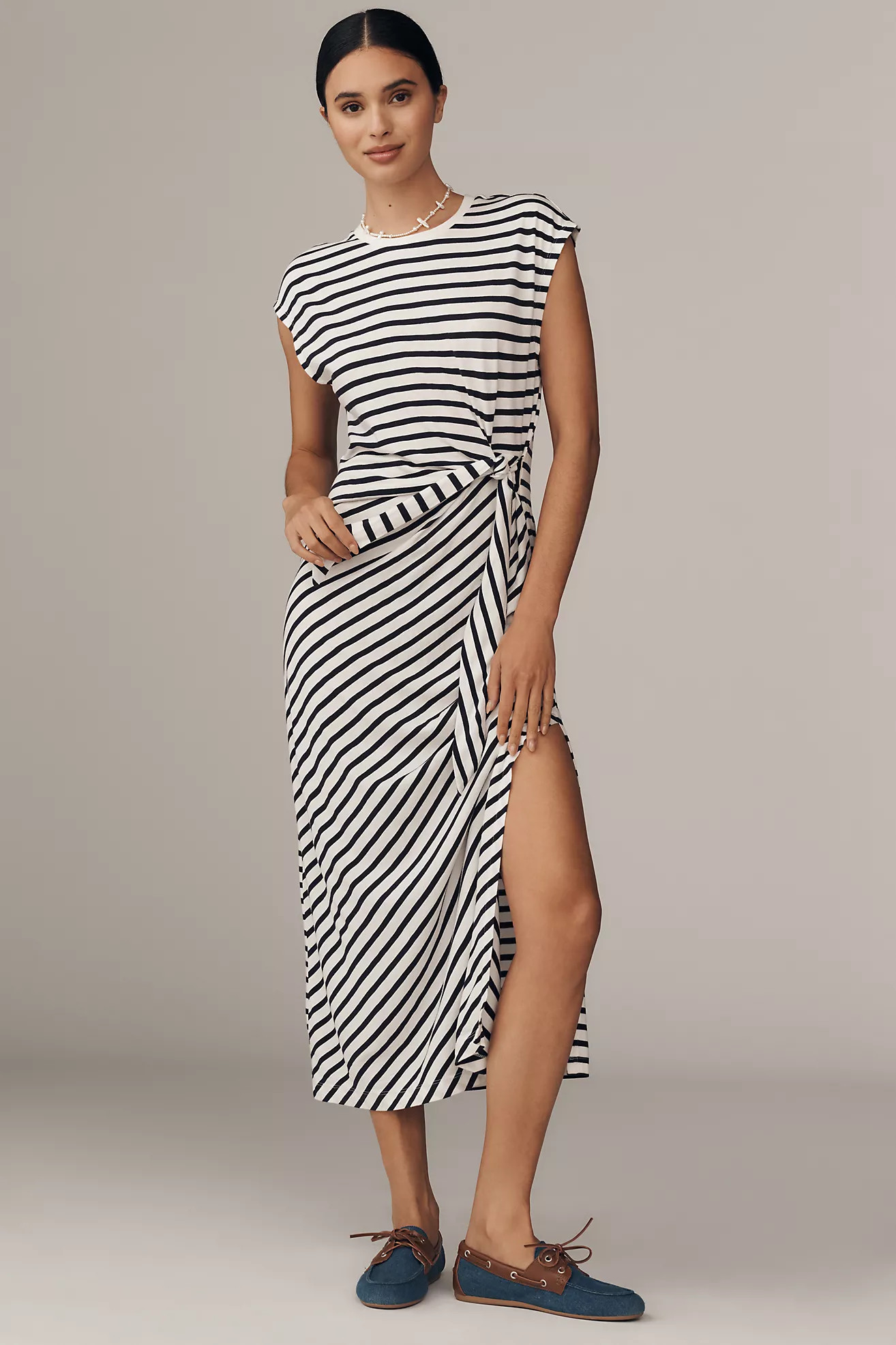 Daily Practice Tiebreaker Muscle-Sleeve Midi Dress | Anthropologie (US)