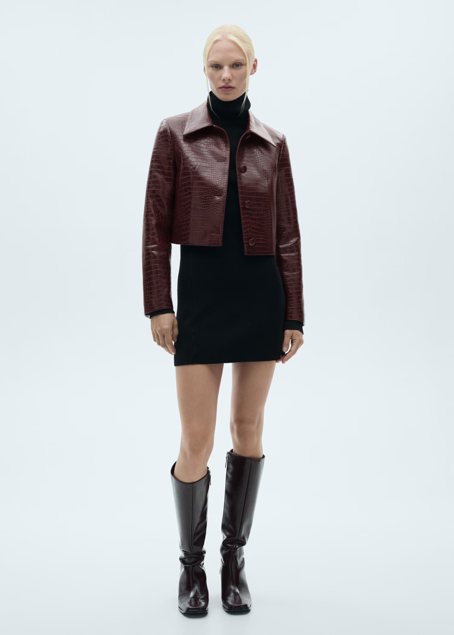 Crocodrile-effect cropped jacket | Mango (US/MX/AU)