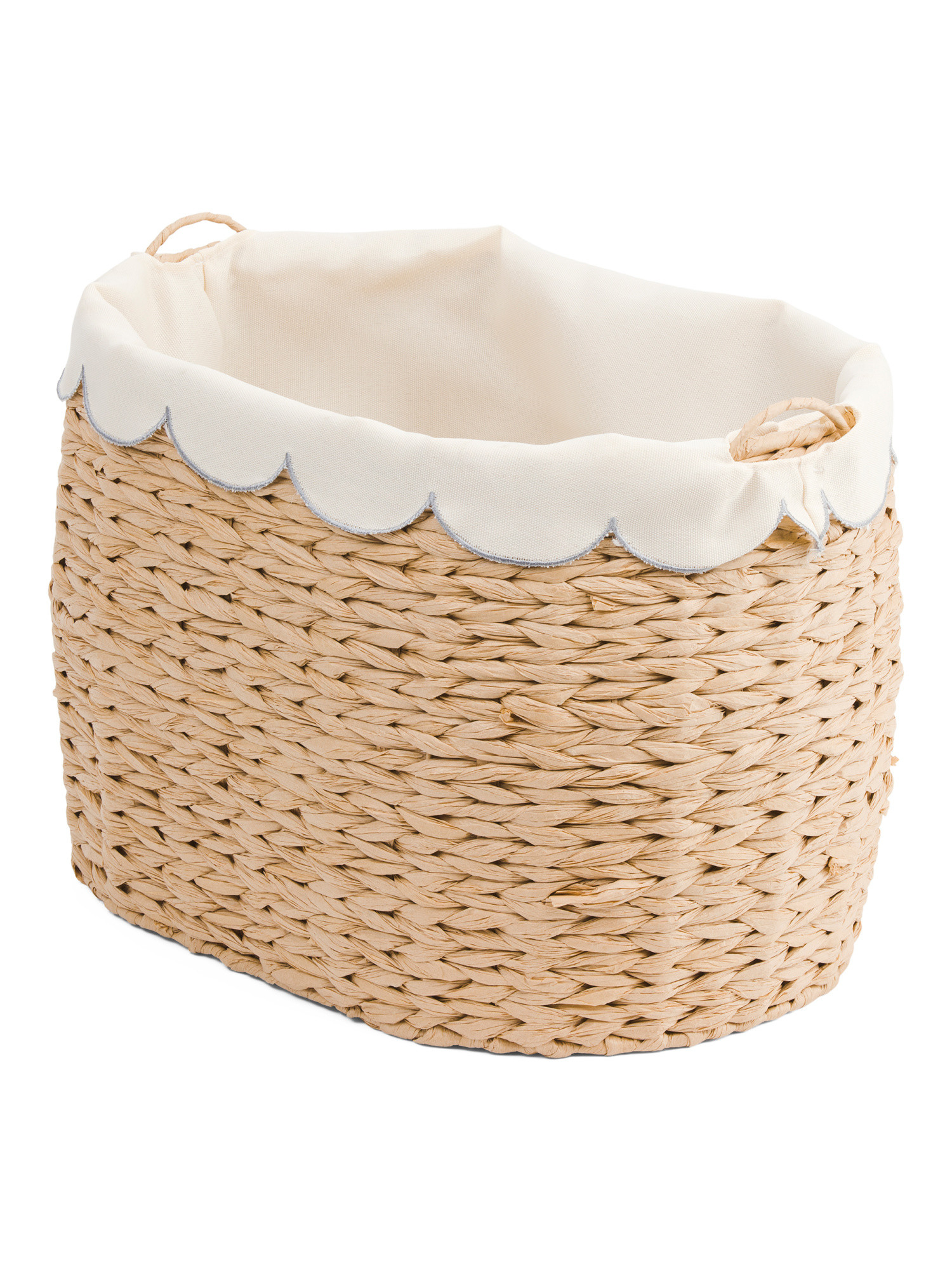 Paper Cord Oval Laundry Bin With Scalloped Fold Over Liner | TJ Maxx