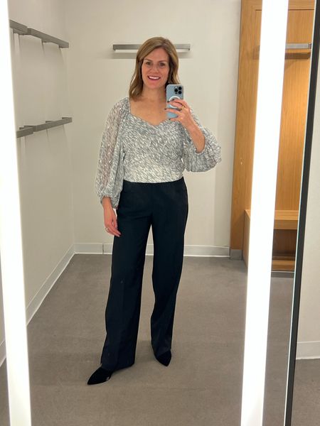If you wear silver and grey - this top is STUNNING! The bodice is fitted and the seeds are light and airy. Beautiful overall.

Top - S
Pants - 2 (sized down)
Booties - 9

#LTKSeasonal #LTKunder100 #LTKHoliday
