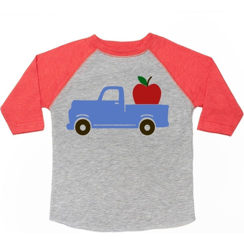 Apple Truck 3/4 Shirt, Heather/Red | Maisonette