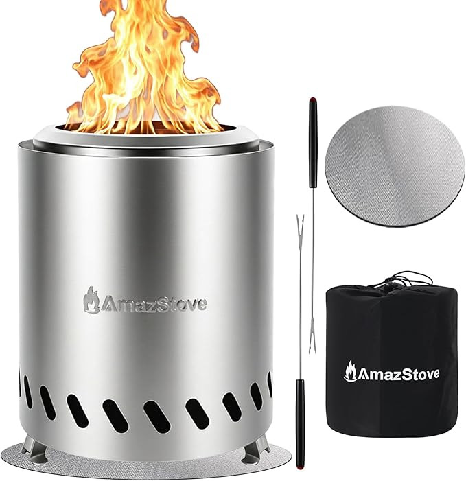 9.7 x 7.1 Inch Tabletop Fire Pit by AmazStove, Low Smoke Camping Stove for Outdoor Safe Burning F... | Amazon (US)