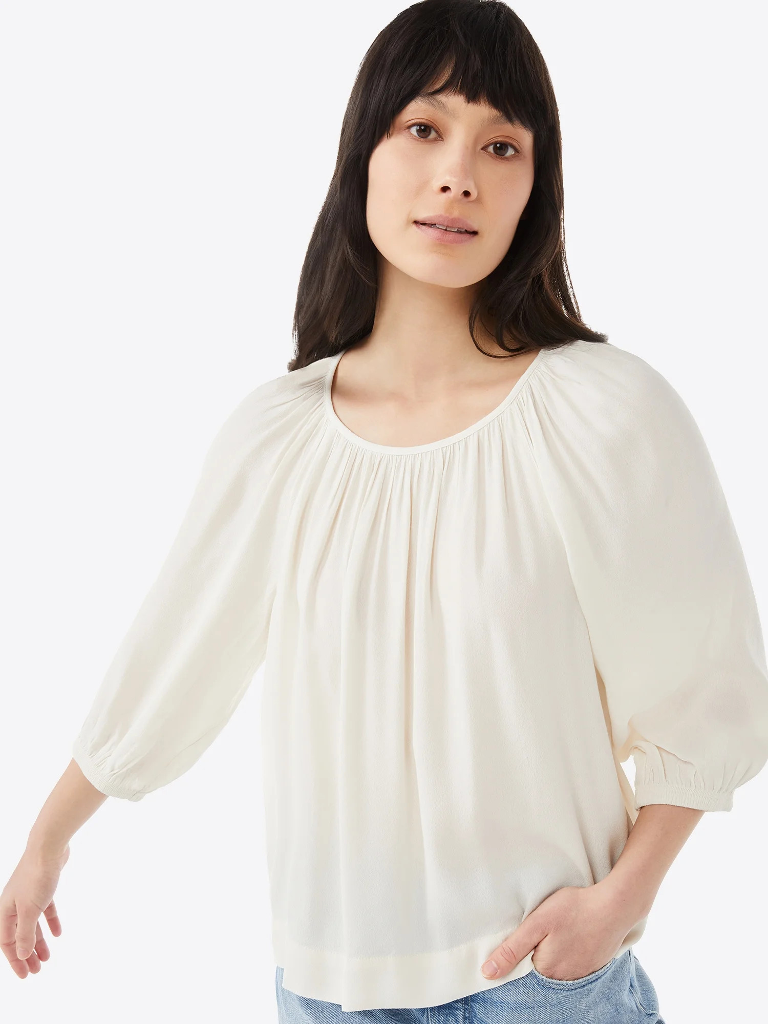 Free Assembly Women’s Shirred Swing Top | Walmart (US)