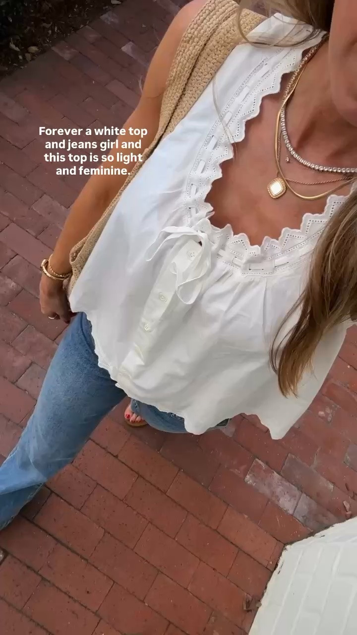 White tank + denim look! 
Tank: runs TTS, wearing size small 
Denim: run TTS, wearing size 25

#LTKootd #LTKgrwm #LTKSeasonal