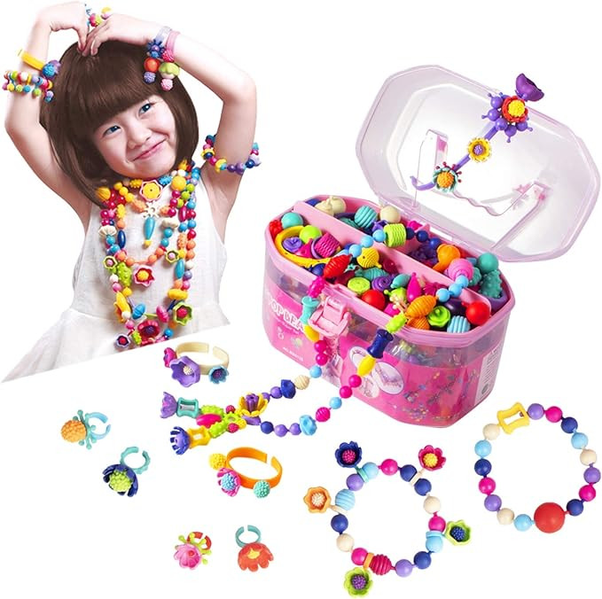 BIRANCO. Pop Beads, Jewelry Making Kit - Arts and Crafts for Girls 3-7 Years Old, Snap Beads Toys... | Amazon (US)