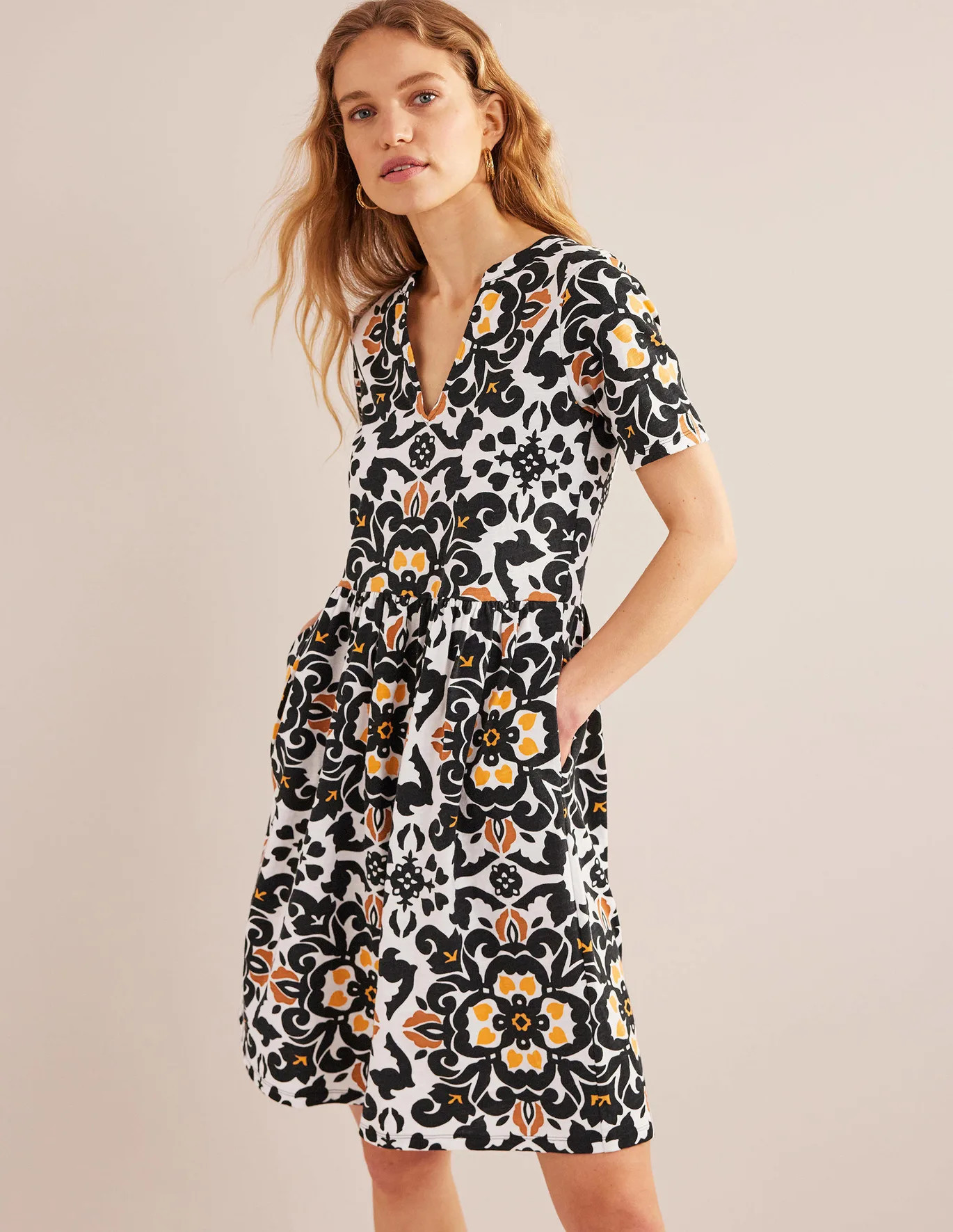 Easy Notch Neck Jersey Dress | Boden (US)