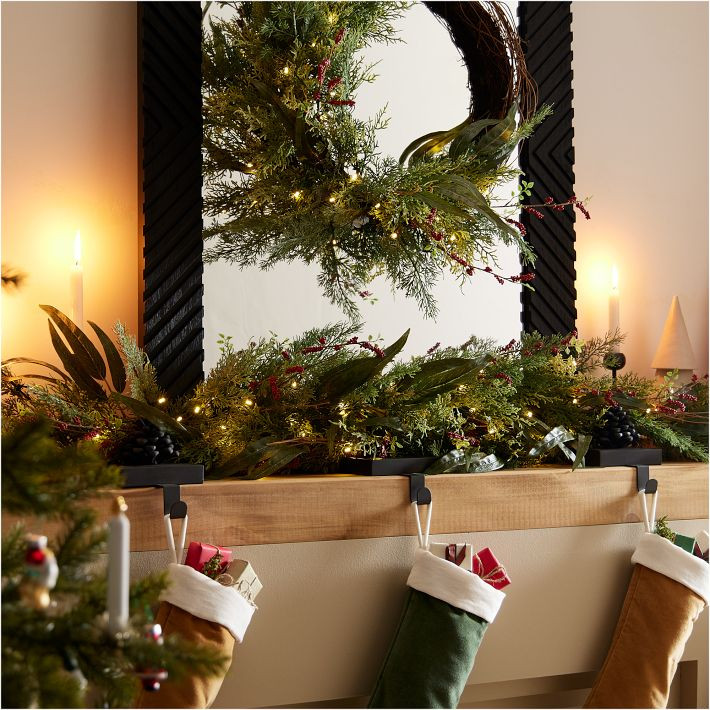 Pre-Lit Faux Mixed Pine & Pepperberry Wreath & Garland | West Elm (US)