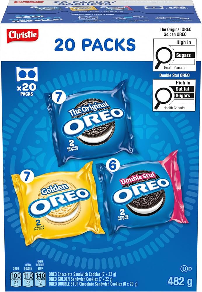 Oreo Sandwich Cookies, Variety Snack Packs, 482G | Amazon (US)