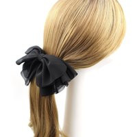 Soft Large Black Chiffon Layered Hair Bow Big Metal Spring Clip Barrette Fabric Bows Accessories For | Etsy (US)