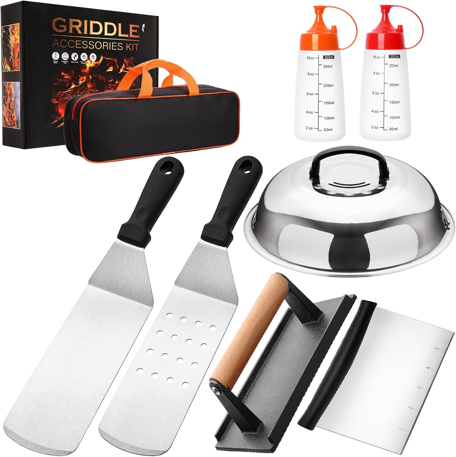 8PCS Blackstone Griddle Accessories Tool Kit, AIKWI Flat Top Grill Professional Grade Set, Includ... | Amazon (US)