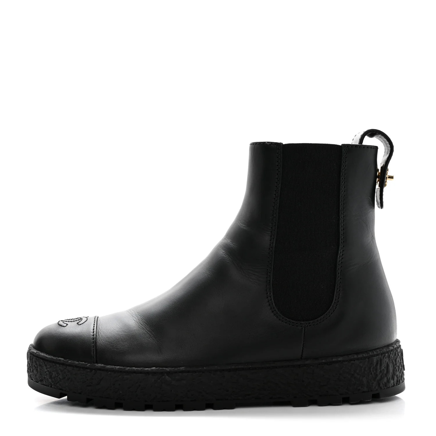 Calfskin Cap Toe CC Ankle Boots 40 Black | FASHIONPHILE (US)