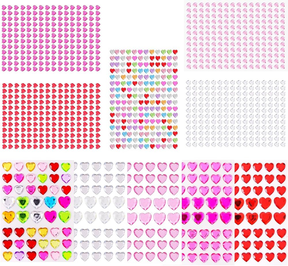 Heart Stickers Gem Stickers, 1190PCS Pink Self-Adhesive Blinger Hair Gems, Rhinestones for Nail F... | Amazon (US)