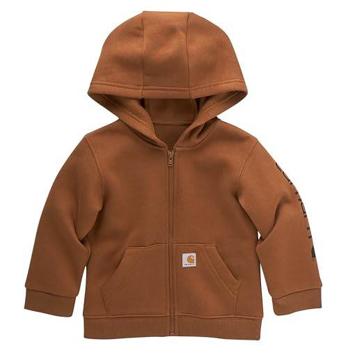Carhartt Baby Boys' Long-Sleeve Full-Zip Hooded Sweatshirt Hoodie, Carhartt Brown Classic, 6 Months | Amazon (US)