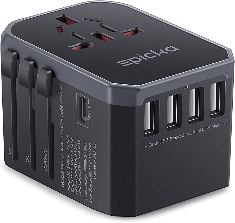 EPICKA Universal Travel Adapter One International Wall Charger AC Plug Adaptor with 5.6A Smart Po... | Amazon (US)