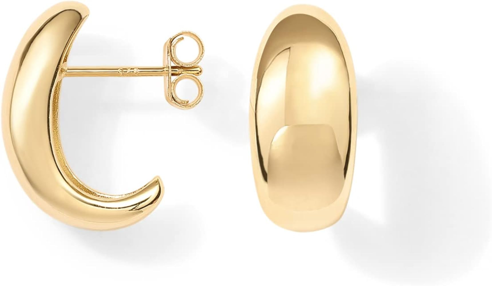 PAVOI 14K Gold Plated Huggie Hoop Earrings for Women, Gold Dome Earrings | Amazon (US)