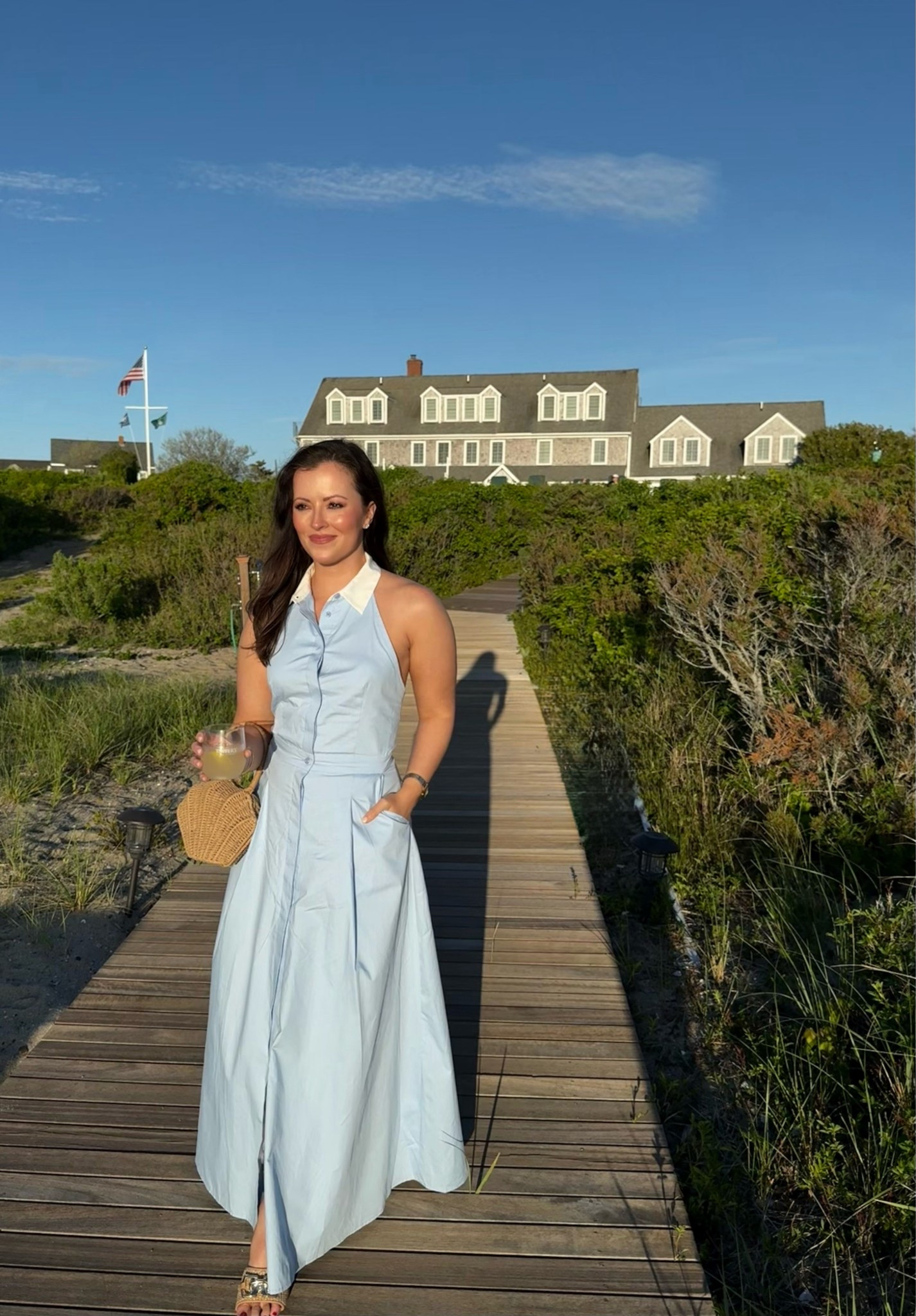 Nantucket day 3 dinner outfit 💙🤍 & my new classic favorite blue and white collared cotton poplin dress (i’m wearing a 4)

What to wear in Nantucket
New England summer
Vacation outfit idea 
Nantucket dinner outfit 
Ralph Lauren Aesthetic


#LTKSeasonal #LTKTravel