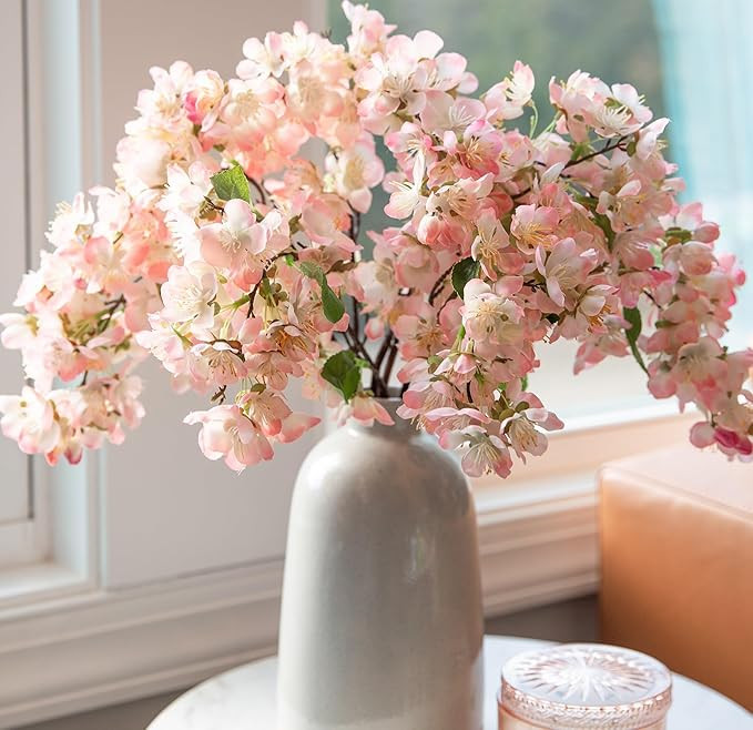 6PCS Cherry Blossom Branches Fake Flowers for Vase Spring Decoration, 21.85 Inches Artificial Sil... | Amazon (US)