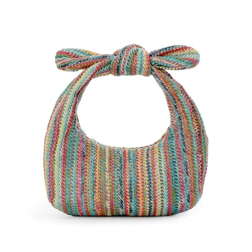 Knotted Straw Clutch Purse Bow Summer Beach Bag Dumpling Evening Handbag | Amazon (US)