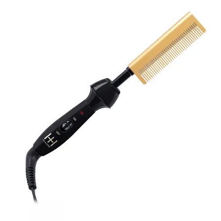 Hot & Hotter Ceramic Electrical Pressing Comb Black & Gold | Walmart (US)