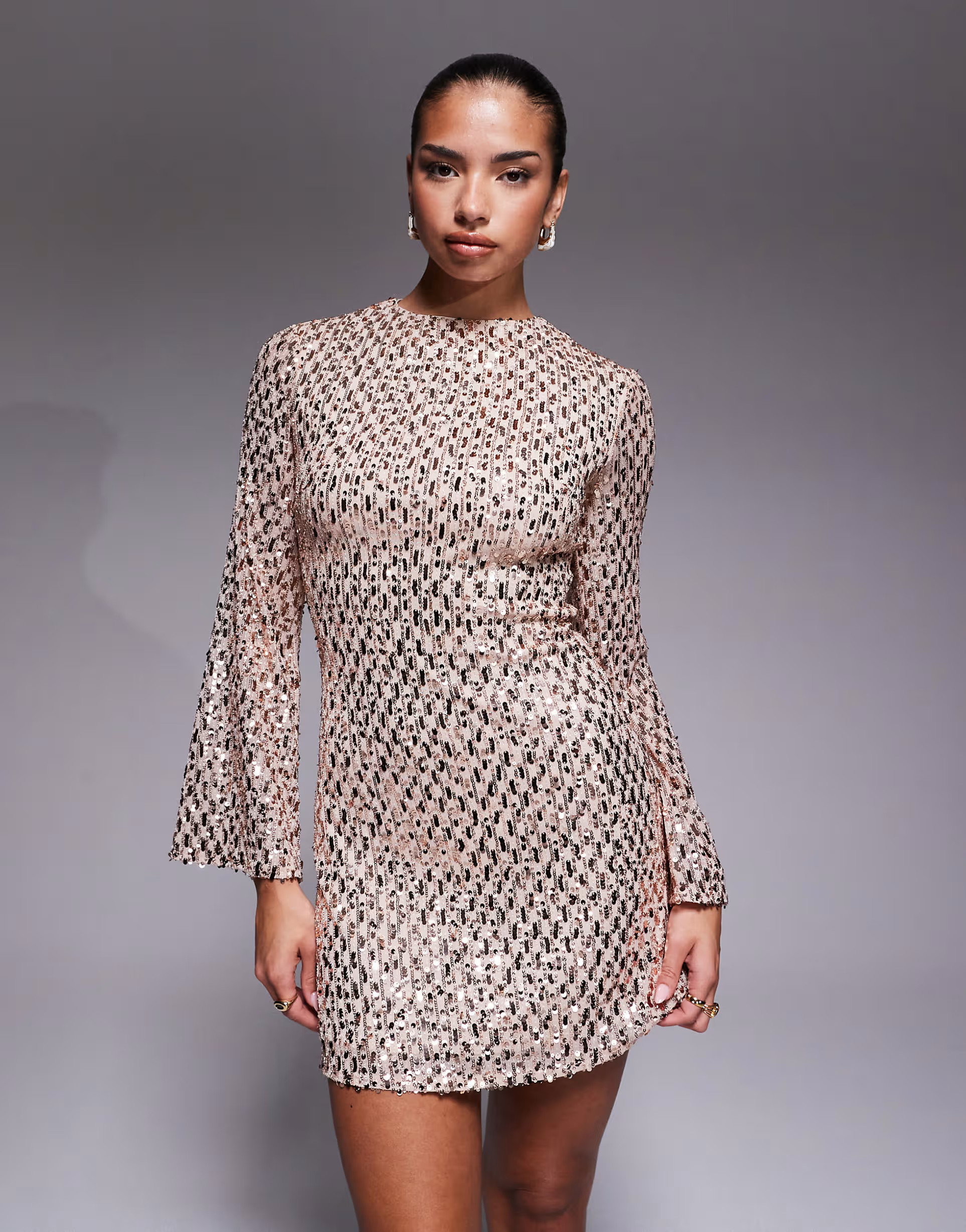 Jaded Rose fluted sleeve sequin mini dress in cream | ASOS | ASOS (Global)