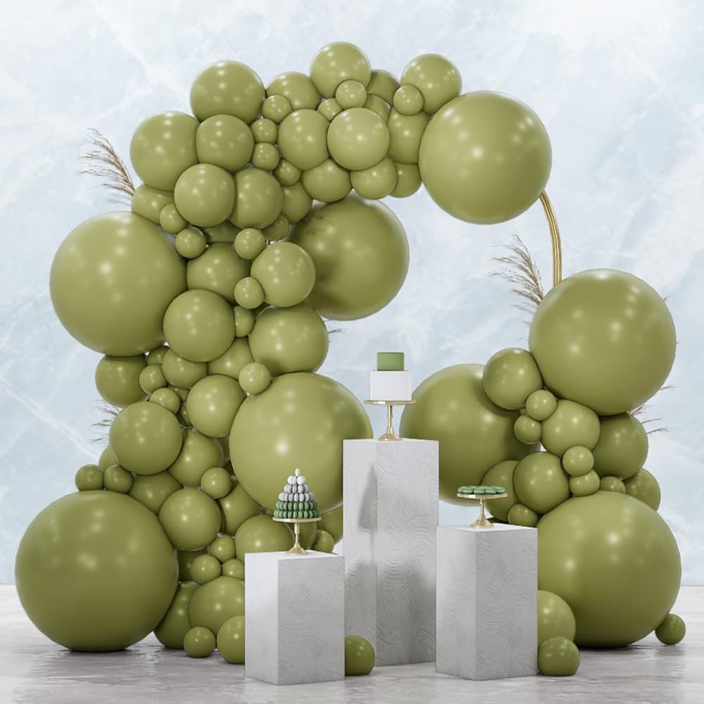 PartyWoo Sage Green Balloons, 100 pcs Boho Green Different Sizes Pack of 18 Inch 12 Inch 10 Inch ... | Amazon (US)