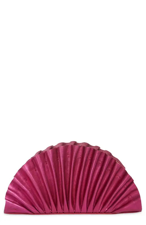 Cult Gaia Mini Nala Metallic Leather Fan Clutch in Dragonfruit at Nordstrom | Nordstrom
