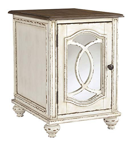 Signature Design by Ashley Realyn Farmhouse Chair Side End Table with Cabinet For Storage, Antiqu... | Amazon (US)